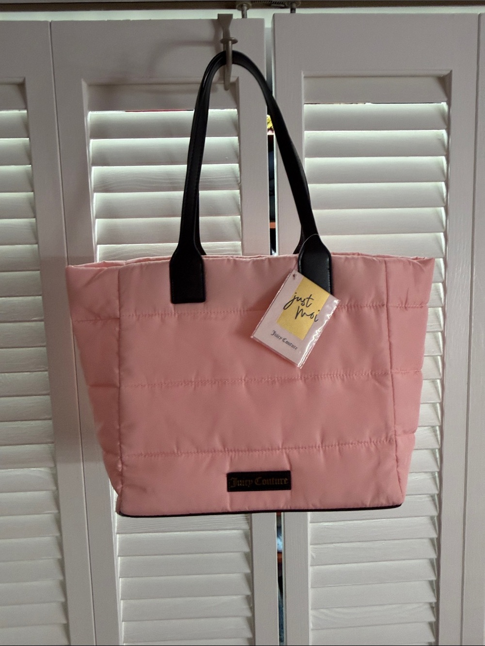 Juicy Couture Pink Quilted Tote with Black Handles